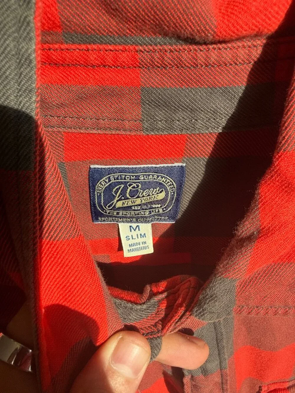 J.Crew Sportsmen's Outfitters Mens Slim Flannel Button Down Shirt Red Gray Buffa